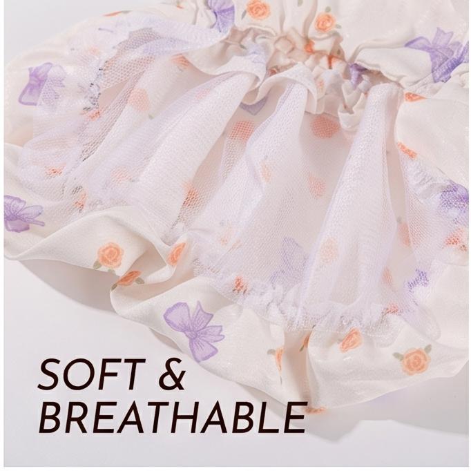 2026 New Korean-style Floral Dog Dress, Cute Bow Camisole Skirt for Small Dogs, Cats, Teddy & Bichon, Lightweight Daily Wear