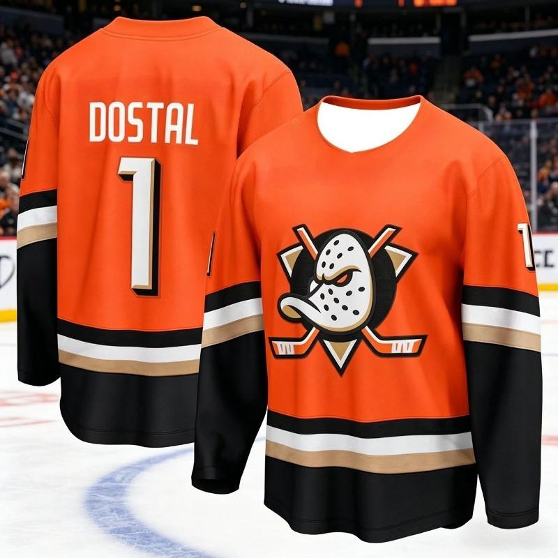 Look de Famille 2026 Nouveau Maillot d'Entraînement de Hockey sur Glace Équipe Canard Impression 3D Respirant Évacuant l'Humidité Manches Longues T-shirt Enfants Adultes