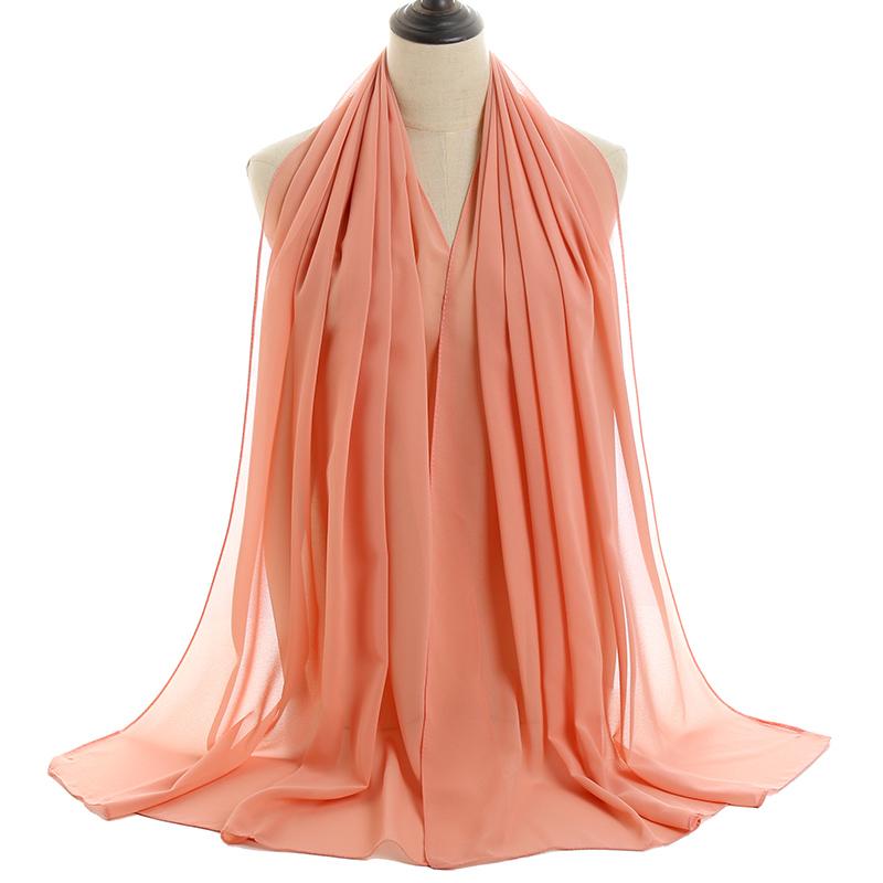 Ramadan Muslim Chiffon Hijabs For Woman Plain Color Headscarf Long Shawl Scarf Women Jersey Hijabs Ladies Islam Voile Hijab