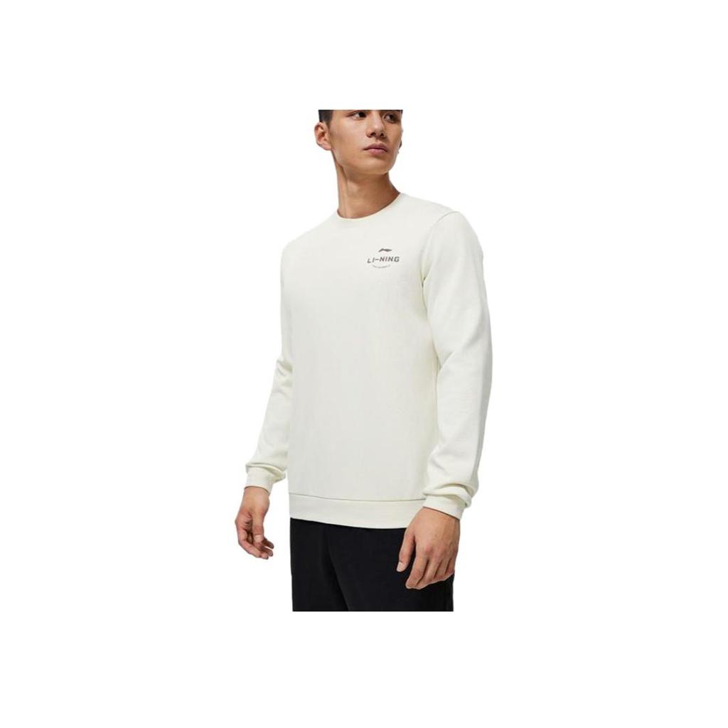 Li-Ning Plain Round Neck Pullover Long Sleeve T-Shirt Men T-Shirts Light-Tea-Green AWDT515-2
