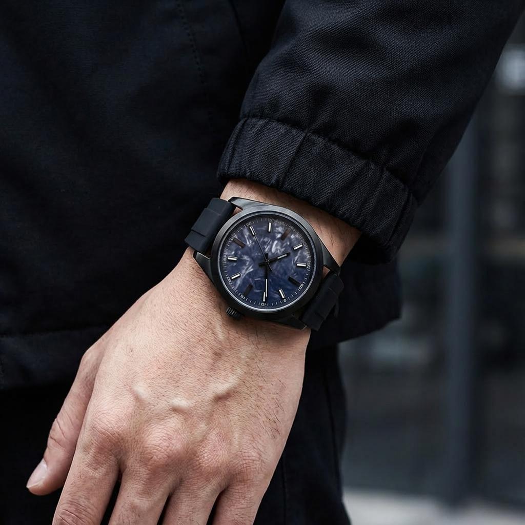 NH35 28.5mm Ohne Logo Schwarzes Karbonfasermuster Uhrenzifferblatt Grüne Leuchtzeiger für NH35 NH36 Automatikwerk Mod-Teil