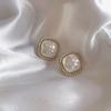 Temperament Party Bling S925 Needle New Jewelry Geometric Shell Square Stud Earrings