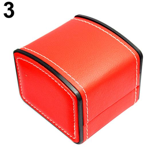 Faux Leather Square Jewelry Watch Case Display Gift Box with Pillow Cushion