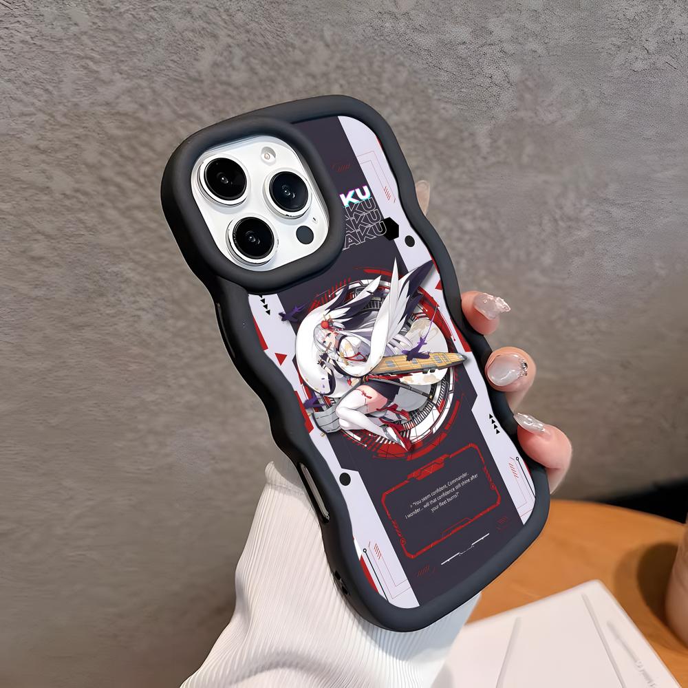 Azur Lane Shoukaku Phone Case for iPhone 17 16 15 14 13 12 11 Air Pro Max Plus Black Soft TPU Wavy Edge Cover