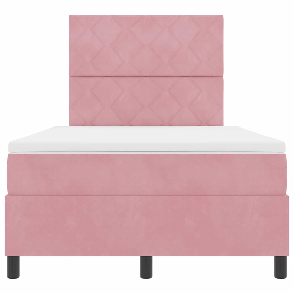 Box Spring Bed with Headboard Pink 120 x 200 cm Velvet