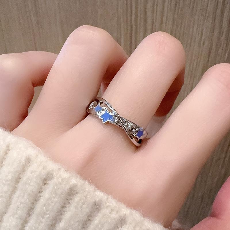 Niche Design Rose Faucet Star Opening Ring, Cold Wind Exquisite Ring Set For Women