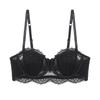 French Style Lace Half Cup Bra With Removable Straps Underwire Support Large Breasts Anti-Slip Back Design