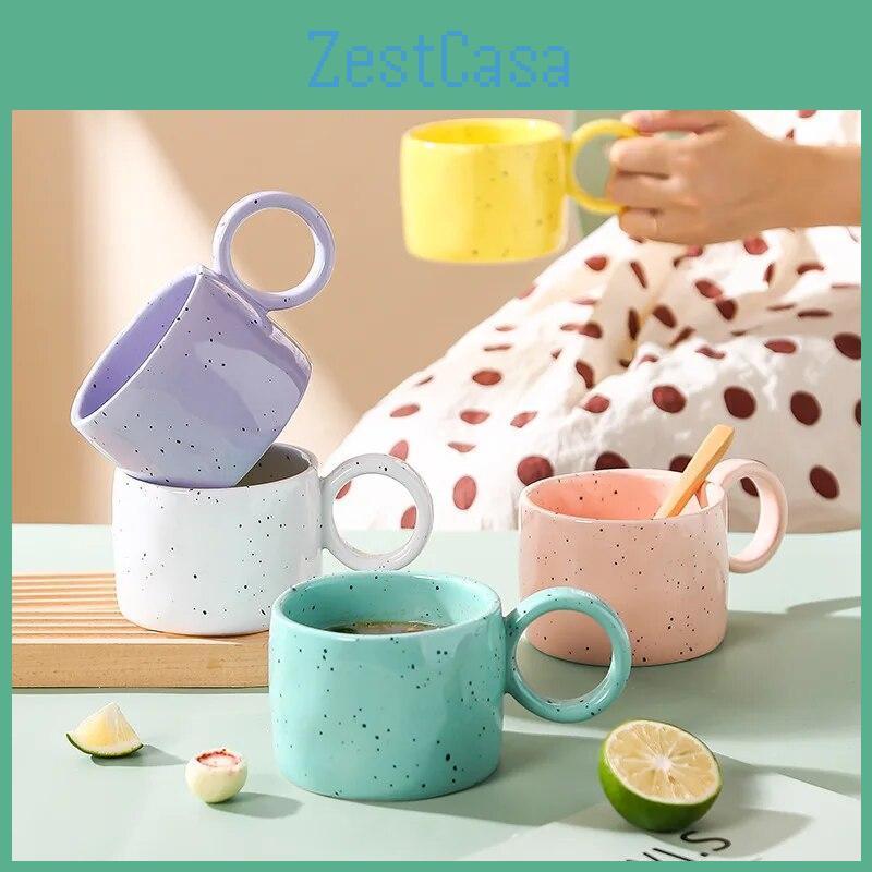 300ml Mug Coffee Ceramic Creative With Handgrip Personalized Family Lovers Coffee Cup Home Breakfast Milk Cup Beverage Utensil