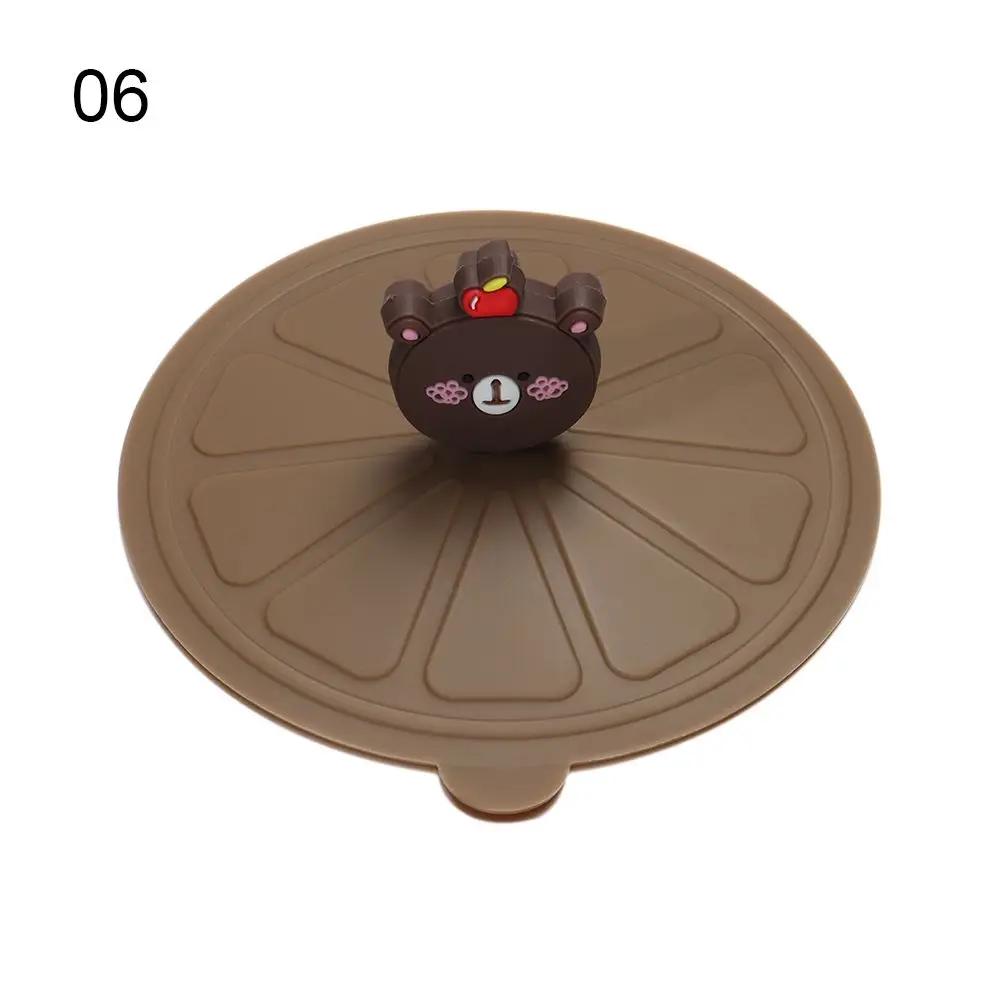 1Pcs Transparent Cartoon Cute Silicone Cup Cover Heat-resistant Leak Proof Sealed Lids Cap Dustproof Cup Cover Tea Coffee Lids