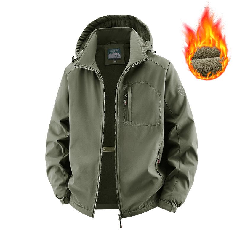 Men's Detachable Hat, Winter Cotton Coat, Thick Cotton Jacket with Plush Insulation, Warm Cotton Coat, and Cold Resistant Men's Jacket