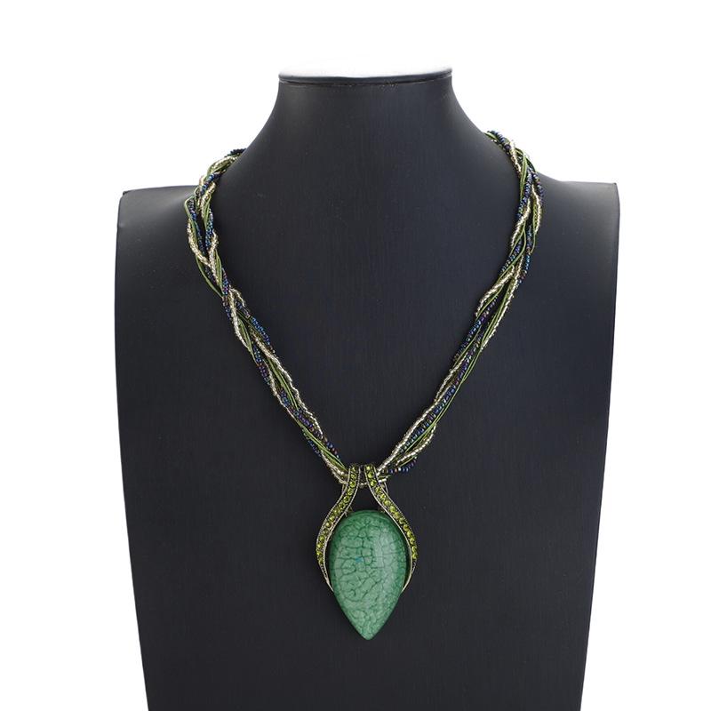 

Богемное ожерелье-свитер с драгоценным камнем в форме капли для женщин зелёный