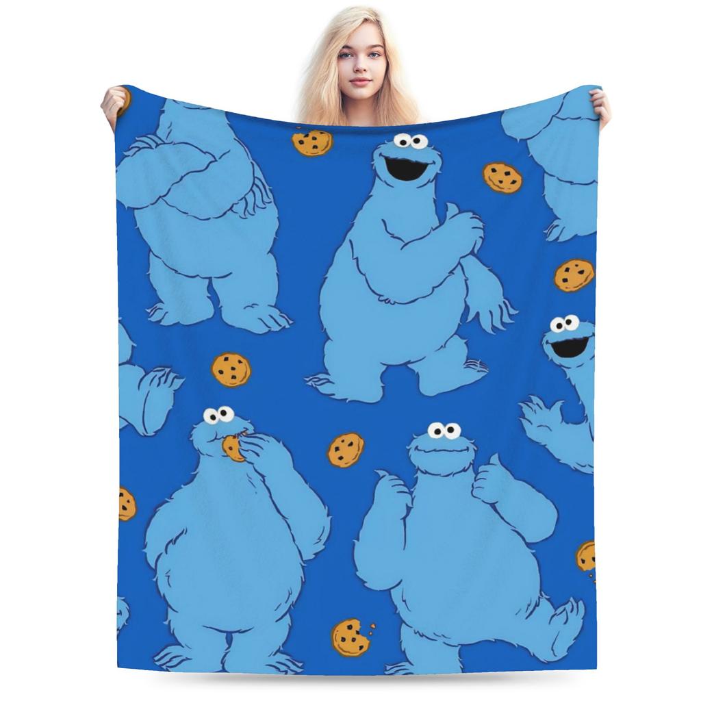 Sesame Street Cartoon Blanket Flannel Spring/Autumn Elmo Friends Breathable Warm Throw Blanket for Sofa Travel Bedspreads