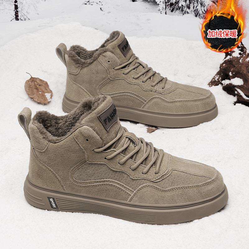 

[Good quality shoes] Winter versatile trendy men s shoes, velvet warm men s board shoes, retro leather velvet break 44