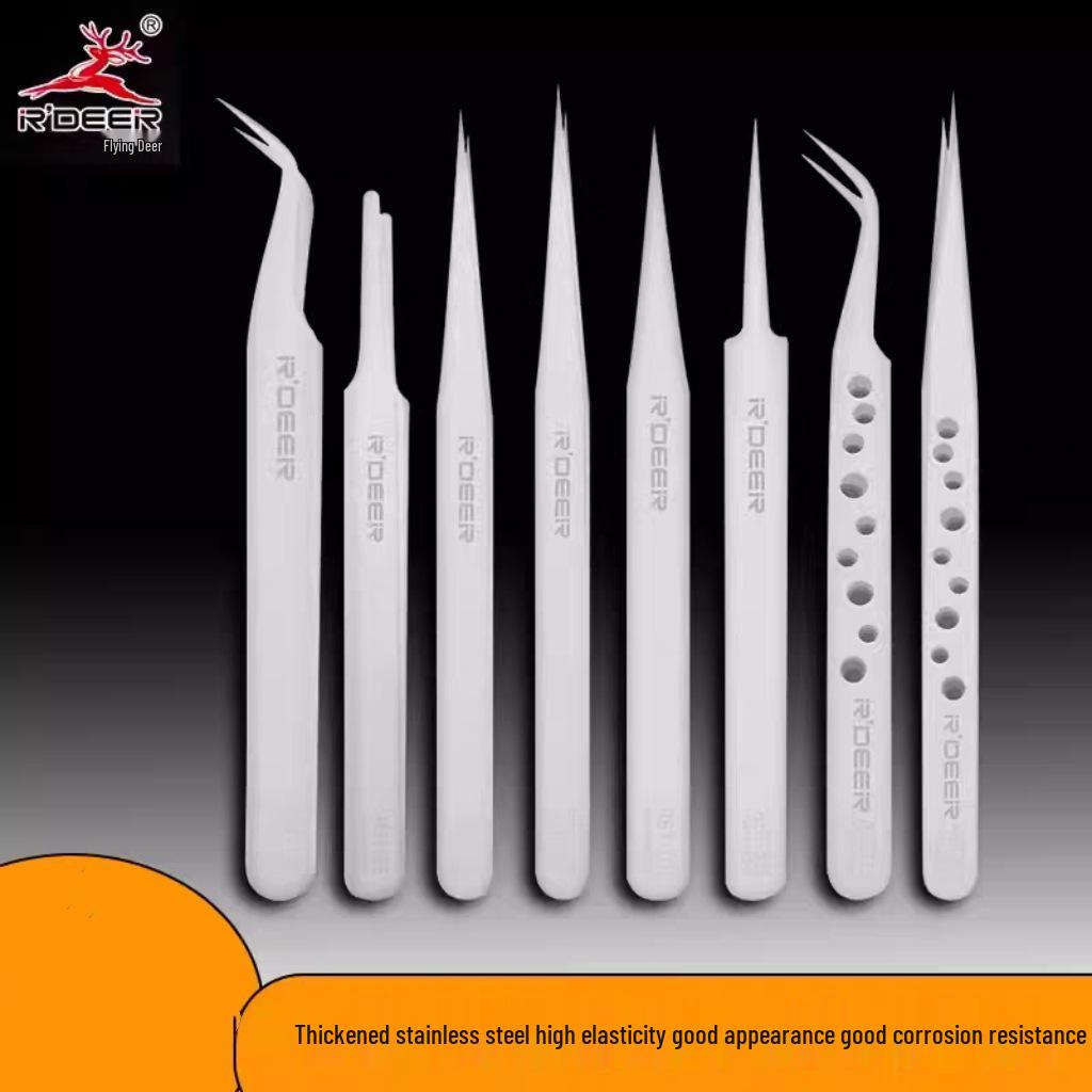Feilu Tools Precision Tweezers Set - Stainless Steel, Bent Tip, Thickened, Hardened for Fine Work