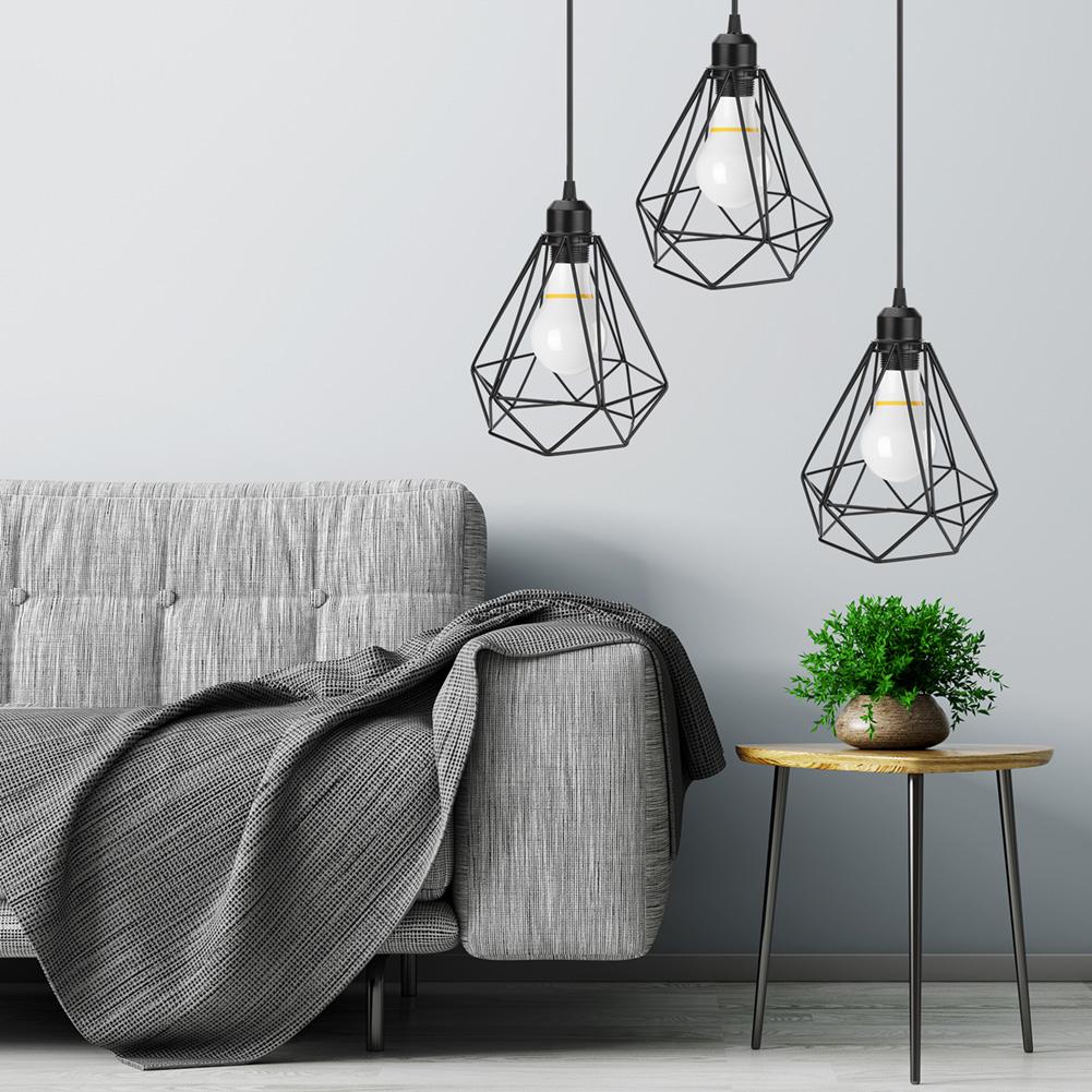 Modern Chandelier Lamp Vintage Industrial Pendant Light Iron Lampshade for Kitchen Bedroom Luminaire Black Lighting Fixture