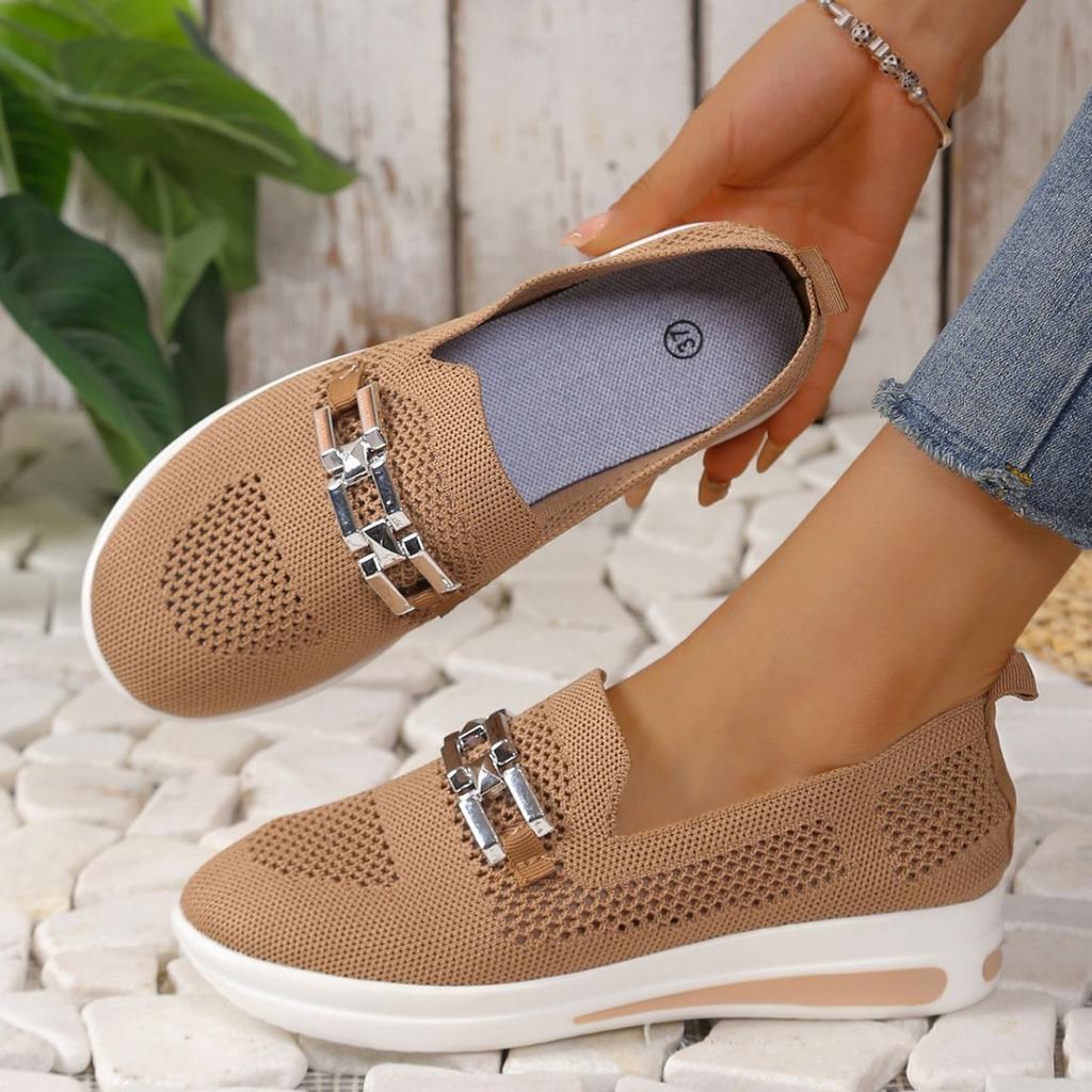 European and American Fly-woven Mesh Chain Decoration Casual, Light and Breathable Large-size Shoes