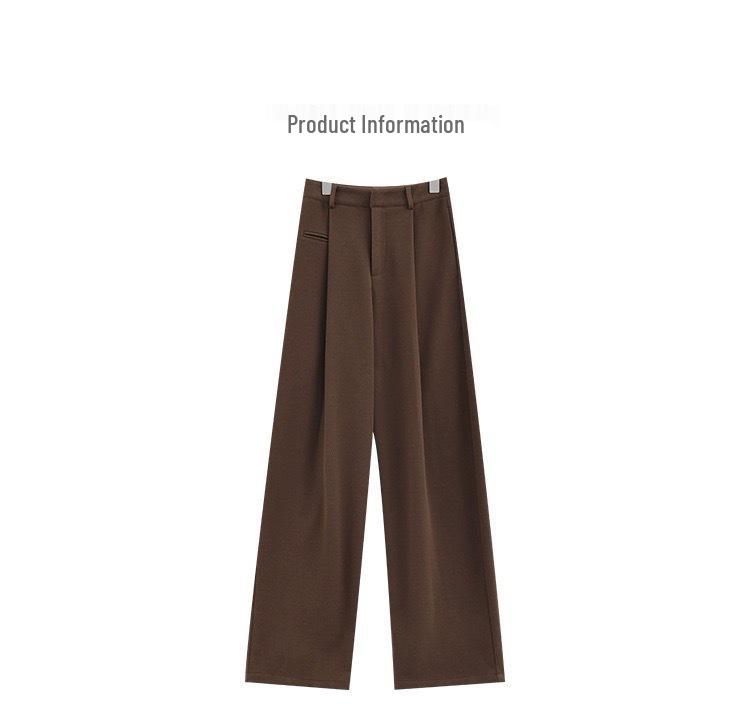 Retro Slimming Melange Wide-Leg Pants for Women - Autumn/Winter Collection