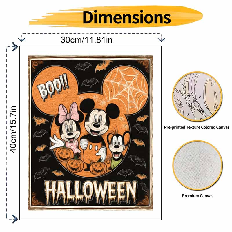 Disney Mickey Mouse Pumpkin Halloween Oil Paint by Numbers Painting Art Kit Handmade Painting Home Decor Gift