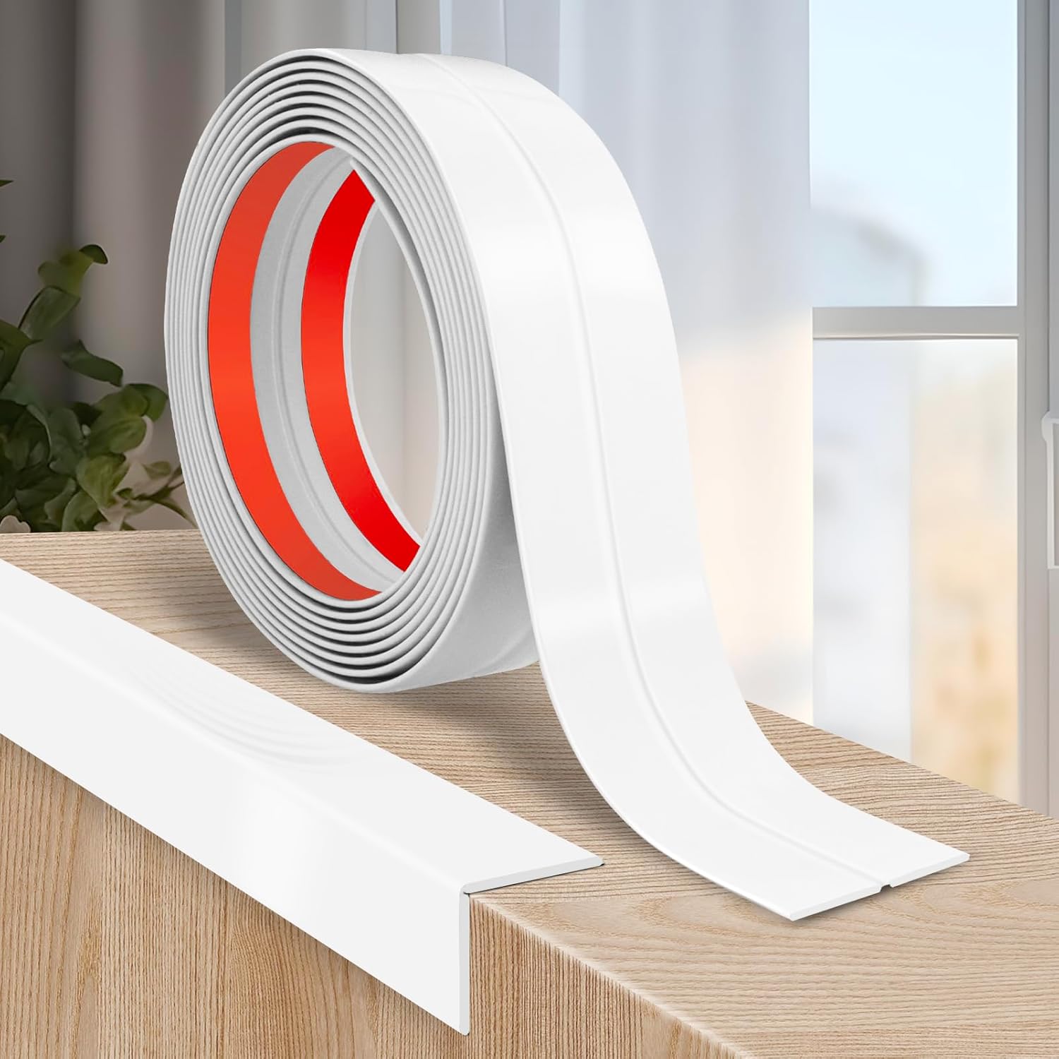 

1PC 2M/78.74inch Self Adhesive Wall Corner Protector Flexible Peel&Stick Caulk Strip Floor Transition Strip,Prevents Wall Damage 2mx2cm білий
