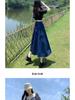 2024 High Waist Retro Denim Midi Skirt: Slimming, Fashionable, Hip-Covering Draped Design