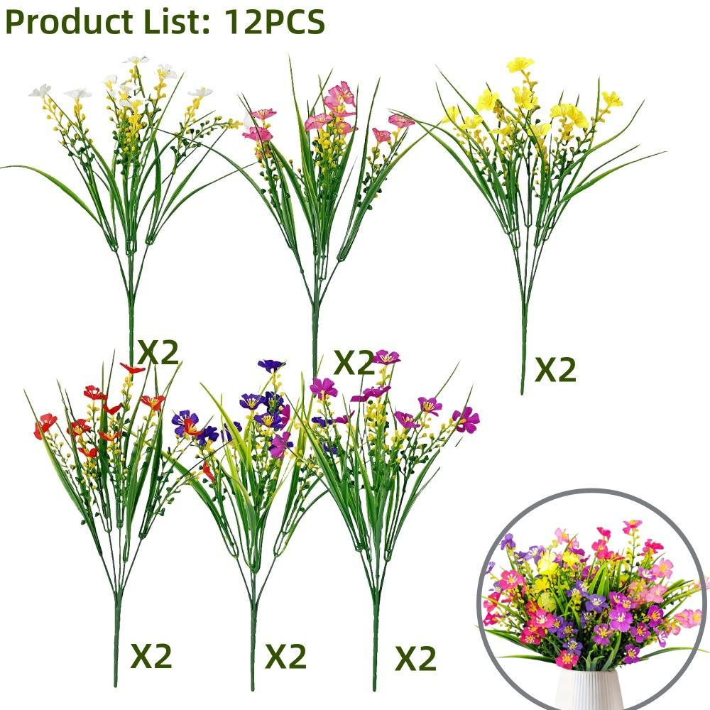 12PCS Artificial Daisy Flowers, Plastic Fake Flowers for Home Indoor Outside Garden Patio Window Porch Farmhouse Decor, Outside