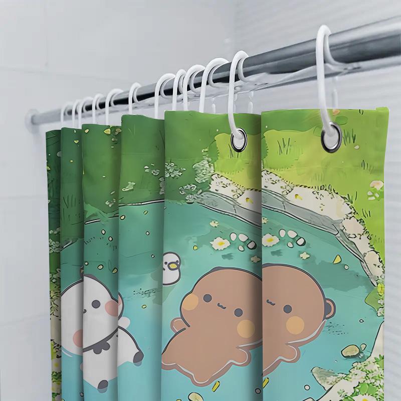 Cute Cartoon Waterproof Shower Curtain for Home BathroomShower Divider Waterproof Heat ResistanceMachine Washable NonTransparent