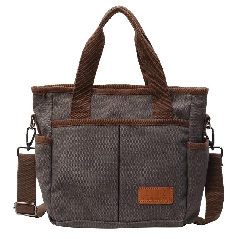 

Модная большая вместительная сумка-тоут с несколькими карманами из холста для женщин, универсальная сумка для поездок на работу и обратно, сумки для покупок под мышками для женщин