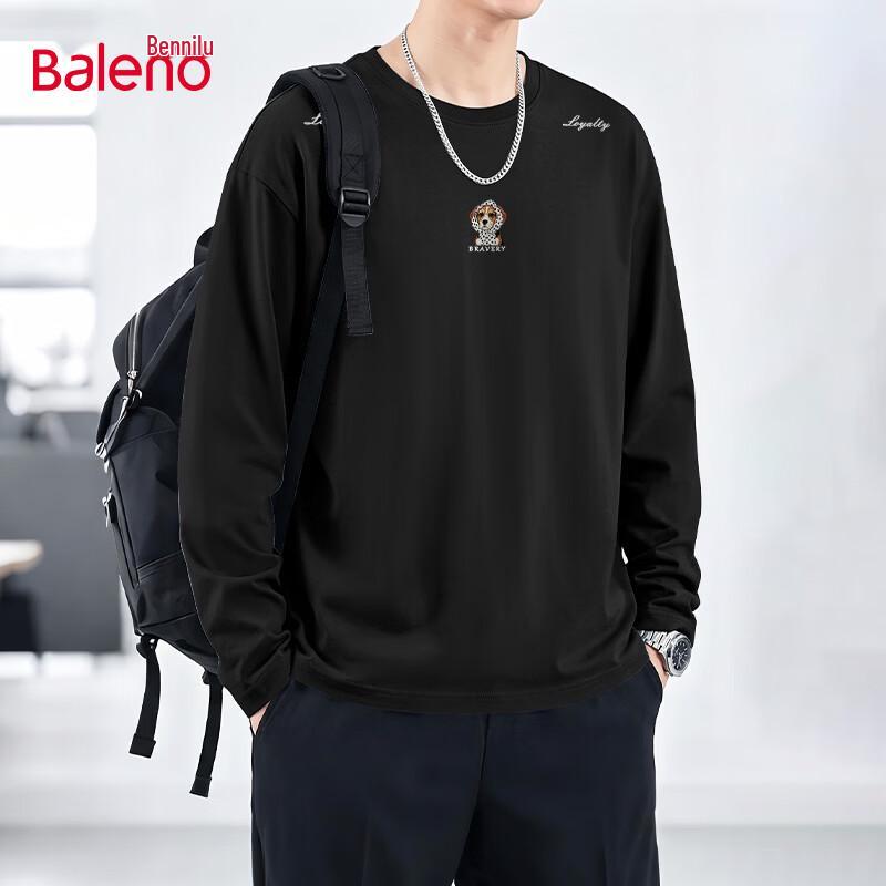 Baleno Men's Long-Sleeve Pure Cotton Casual Crewneck T-Shirt