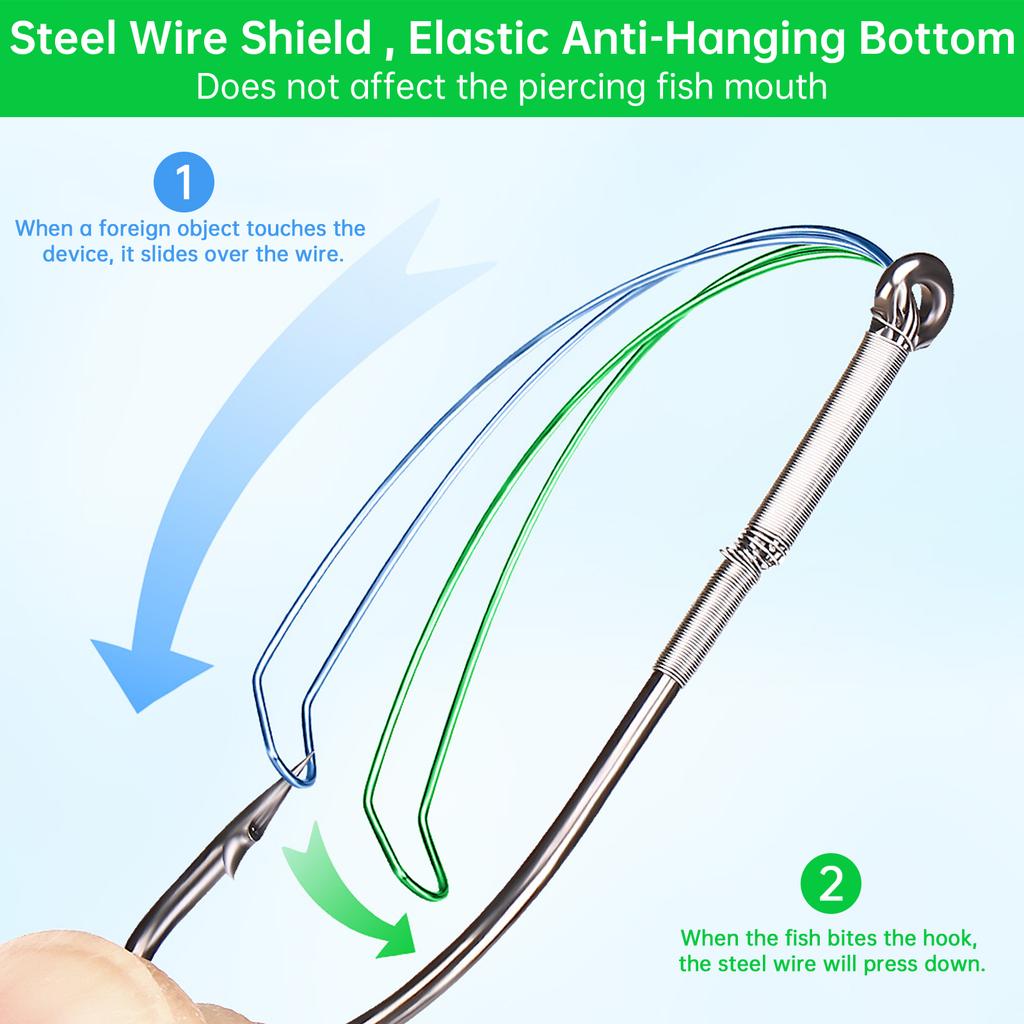 30pcs Carbon Steel Weedless Wacky Rig Fishing Hooks Assorted 1/0-3/0 Sizes for Freshwater Saltwater with Storage Box