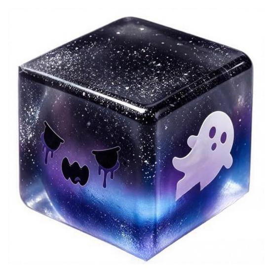 Quetschwürfel Spielzeug Halloween Geist Stress Sensorisches Spielzeug Angstlinderung Langsam aufsteigend Glitzer Kneten für Kinder Erwachsene Mini