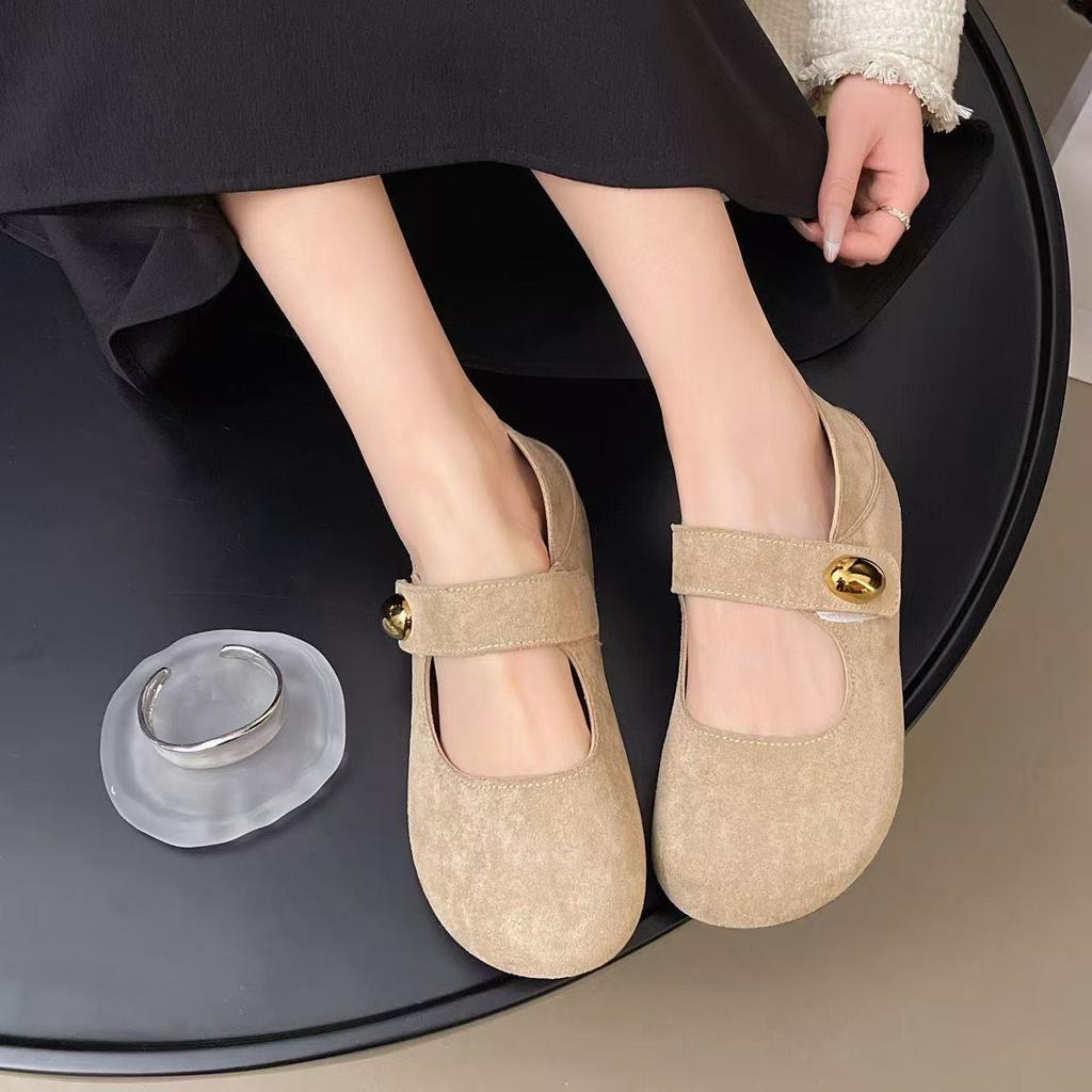 Thick-soled heightening Birkenstocks New Year's autumn with skirts Mary Jane single shoes Doudou shoes
