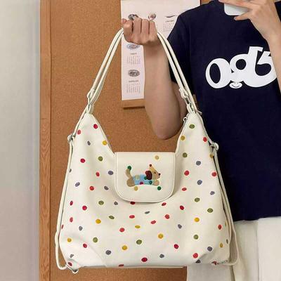 Niche Relaxed Dopamine Dot Crossbody Bag Women's Color Dot Shoulder Bag Commuting Backpack