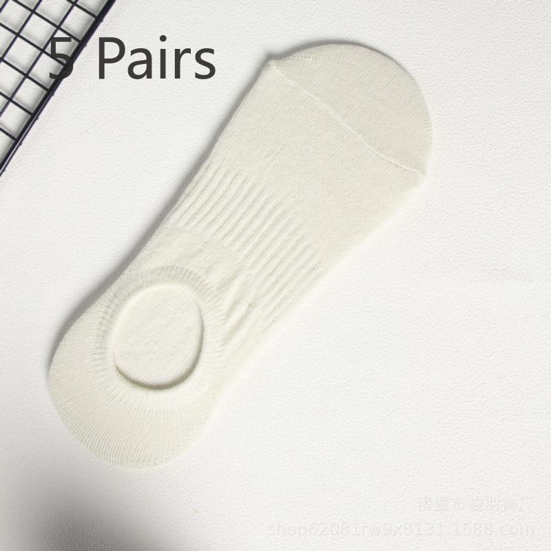 5 Pairs Spring and Summer Fake Invisible Women's Shallow Low Clear Anti-slip Non Drop Heel Solid Colour Casual Short Socks