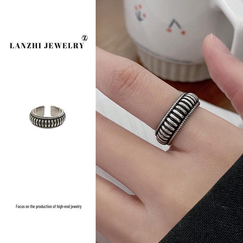 

Винтажное кольцо из стерлингового серебра 925 пробы в тайском стиле - Хип-хоп панк стиль, Не тускнеет, для певиц