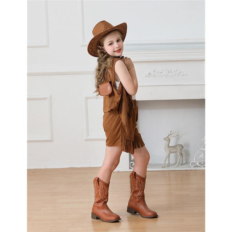 Kinderbekleidung Festival Fransenweste Wildleder Western Cowboy Shorts Mädchen Hippie Performance Outfit