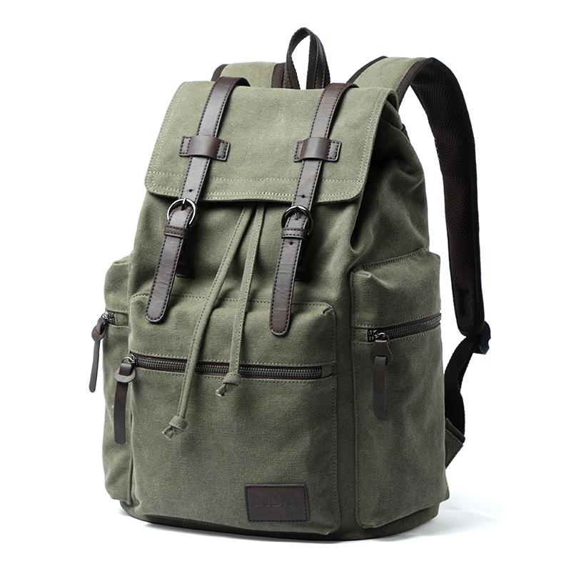 

Men Canvas Vintage Backpack Men Large Travel Rucksack Casual Bookbag for Laptop Travel Hiking Bag 33cm*18cm*46cm зелений
