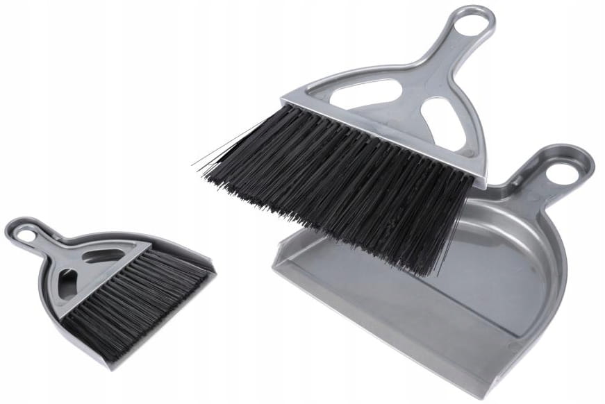Brush with Dustpan Silver Small Set Brush Shovel