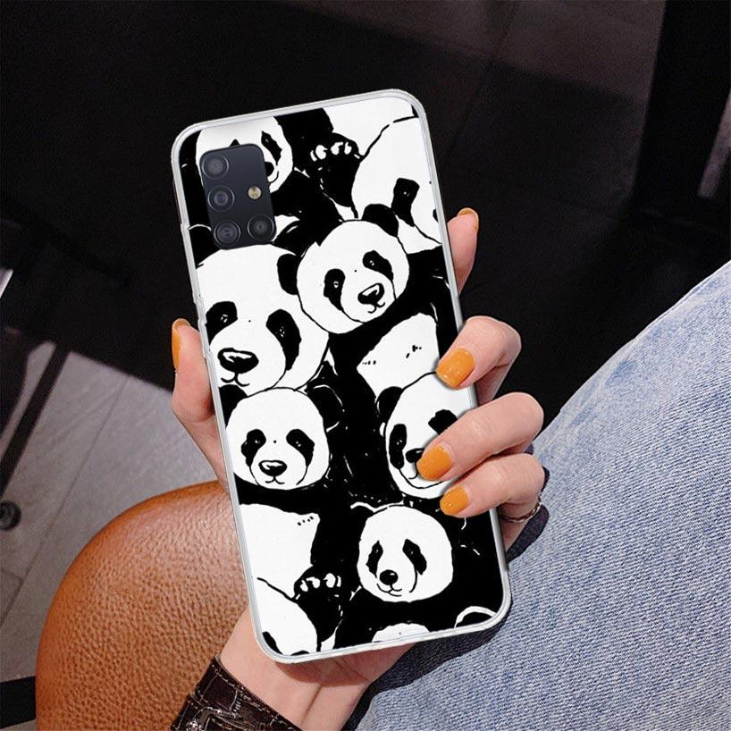 Cartoon Cute Panda Bear Phone Case For Samsung Galaxy A52 A32 A22 A12 A51 A31 A50S A30S A20S A10S Note 20 Ultra 10 Plus S10 A72
