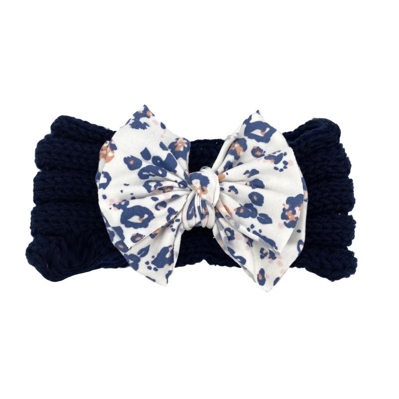 New children's headband headband, printed bow knitted wool headband, baby headgear hair accessories Baby