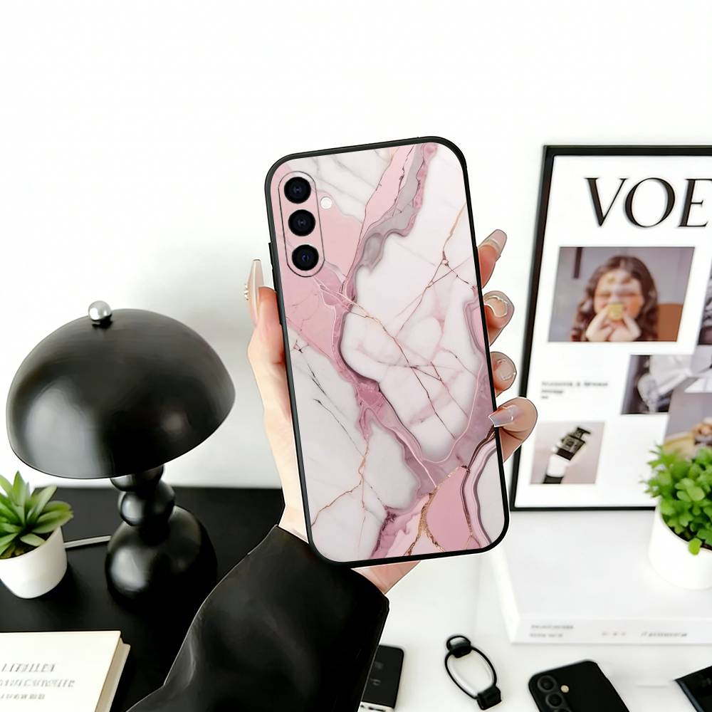 Stylish Marble Pattern Phone Case Black Silicone Soft For Samsung Galaxy A73,A72,A71,A70,A53,A52,A51