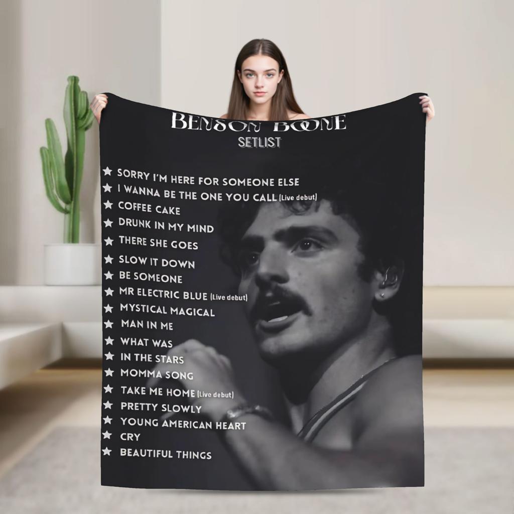 Benson Boone American Singer Blankets Warm Soft Plush Bedding Throws For Couch Bed Airplane Travel Flannel Bedspread Bed Cover