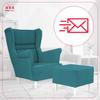 Zoja Wing Chair with Footrest Scandinavian Family Meble Turquoise Velvet