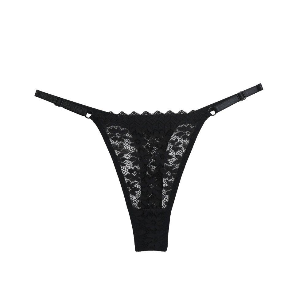 Fashion Low Waist Lace Flower Thongs Soft Traceless Adjustable Belt Briefs Underpants Solid Color Sheer T-back Panties Girls