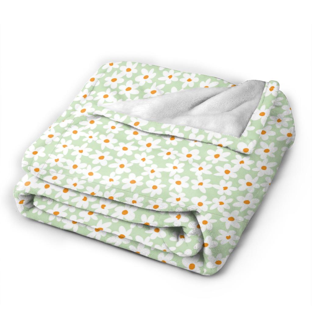 Pastel Daisy Floral Pattern Warm Comfy Blanket  Novelty Camping Throw Blanket Living Room Flannel Bedspread Sofa Bed Cover