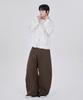 GLW Curved Cut Wide Cotton Pants Brown