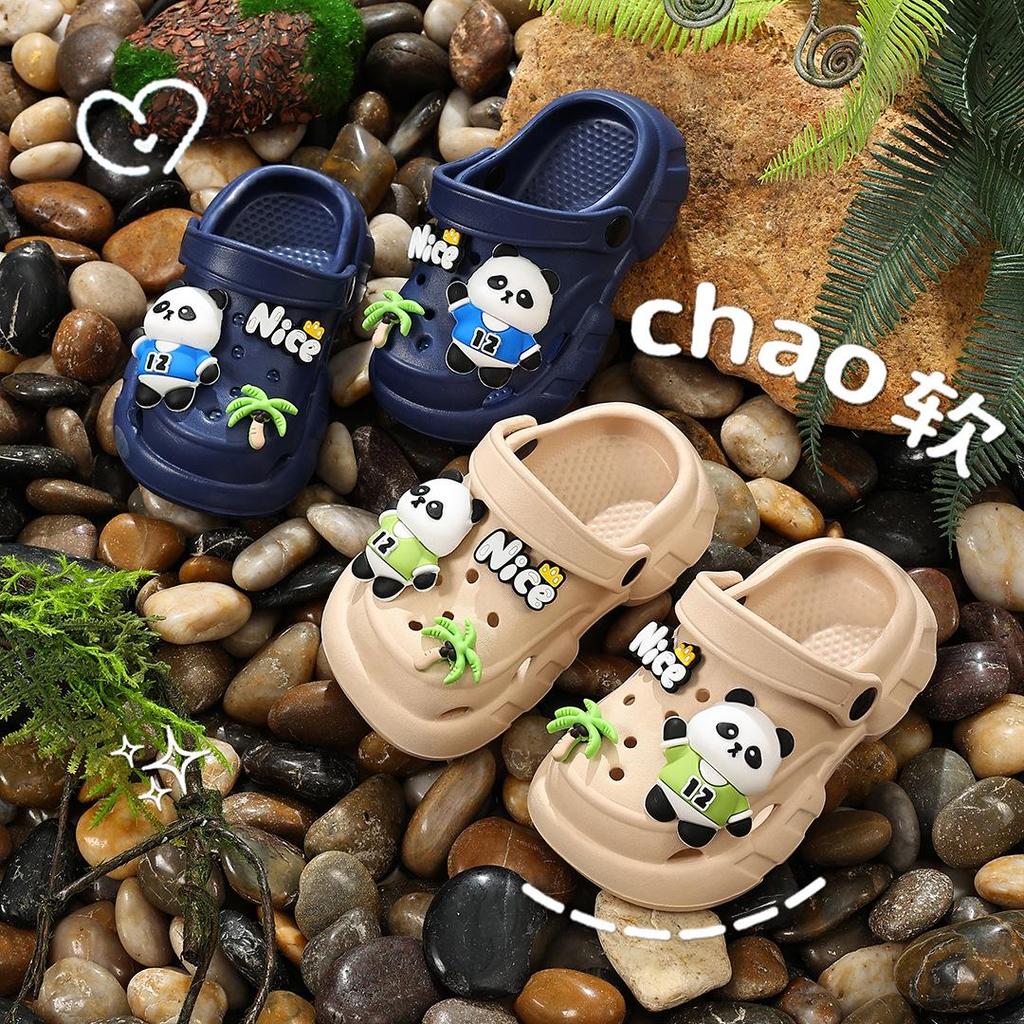 2026 New Summer Cartoon Panda Kids' Non-slip Crocs for Outdoor & Indoor Use