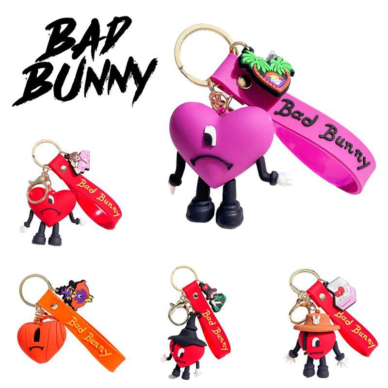 Soft Rubber Alloy Bad Bunny Key Ring Pendant Kids Xmas Decoration Gift