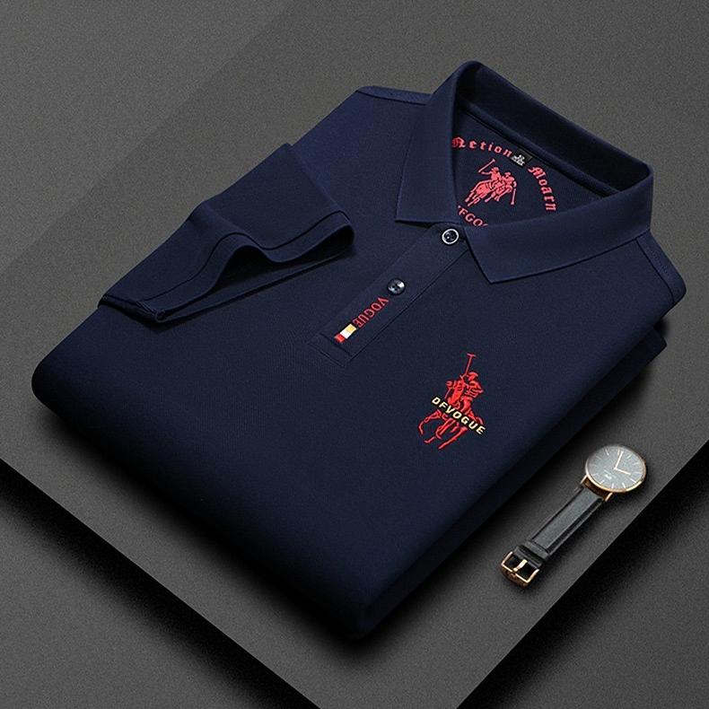 Trend Hub Ny High-end Herre Kortarmet T-skjorte Brodert Krage Poloskjorte Pluss Størrelse Paul Tynn Topp for Menn
