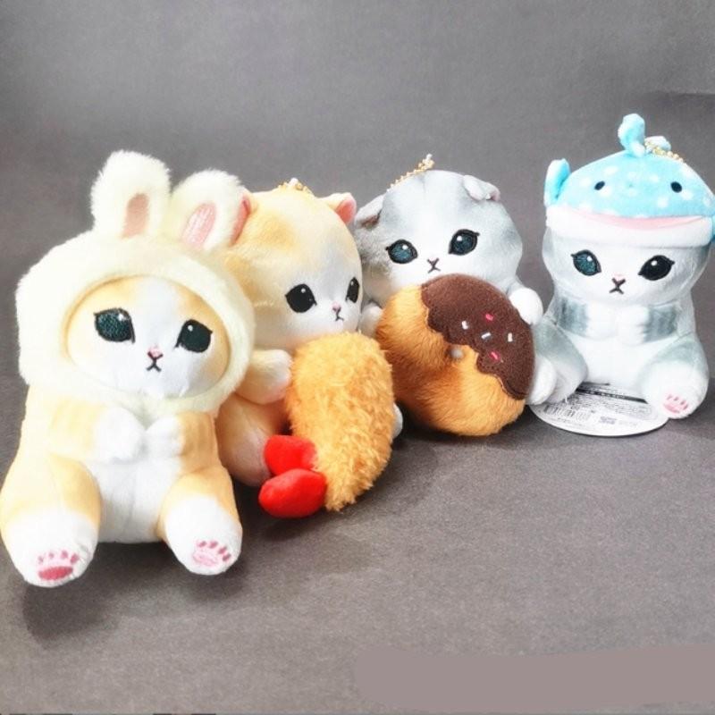 Adorable Cat Plush Keychain Cute Bunny Donut Shrimp Shark Hat Cat Plush Toy