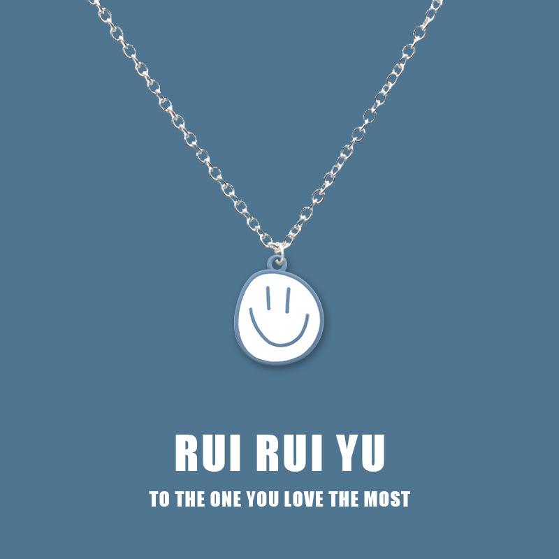 

RUI RUI YU изысканное цветное ожерелье со смайликом, ожерелье из нержавеющей стали для женщин, ожерелье с геометрическим рисунком звезды, луны и сердца, цепочка, ожерелье, ювелирные изделия 1 PC белый